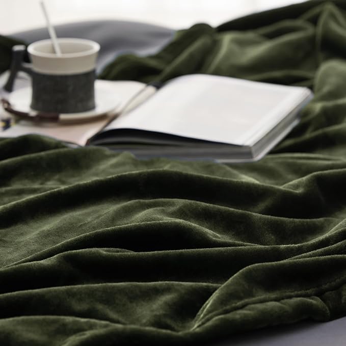 Bedsure GentleSoft Fleece Throw Blanket Olive Green - Image 4