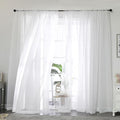 OWENIE White Sheer Curtain 90 Inches Long 2 Panels Set, Solid Filmy Drapes by OWENIE