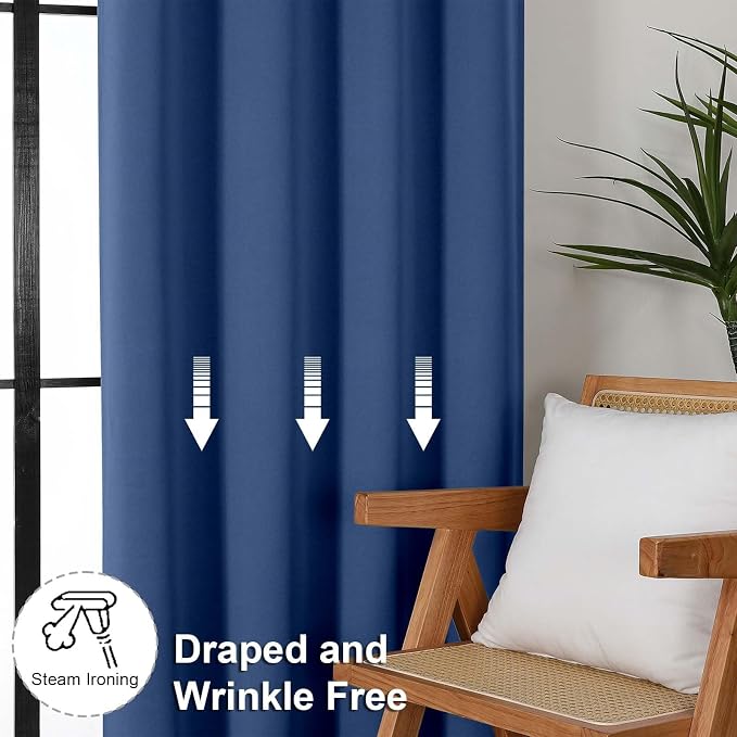 Simplebrand Ava Royal Blue Short 36 Inches Blackout Curtain 2 Panels Set - Image 7