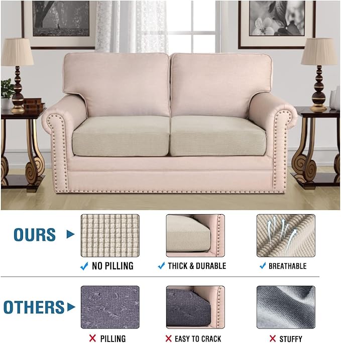 H.VERSAILTEX Super Stretch Individual Seat Cushion Covers Sofa Covers Couch - Image 2