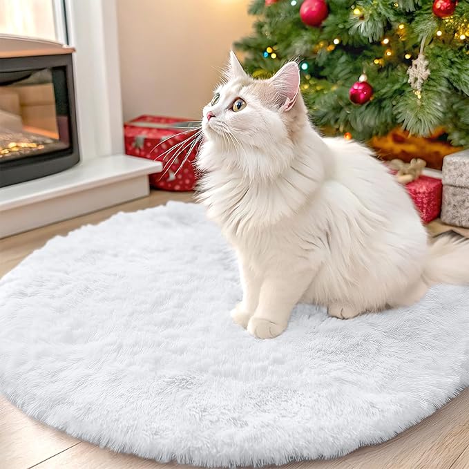 OLANLY White Round Rugs for Bedroom by OLANLY