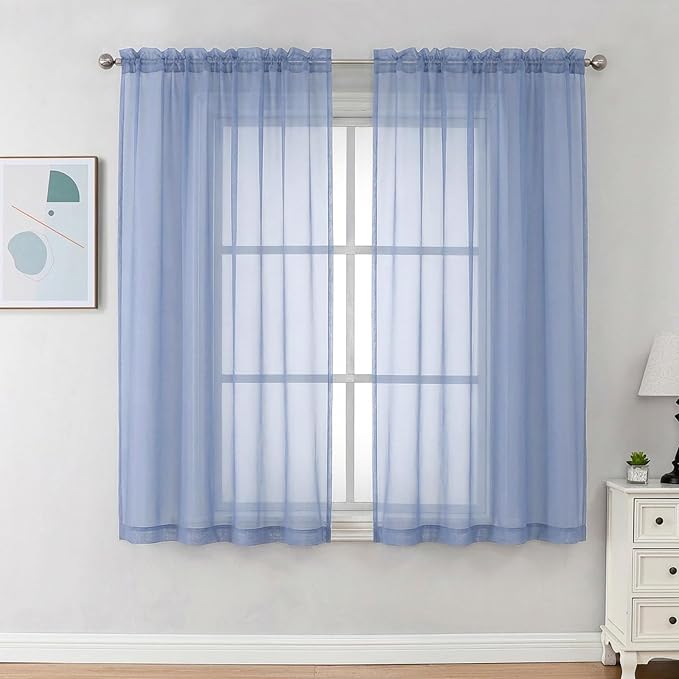 Chyhomenyc Sheer Curtains 63 Inch Length 2 Panels Set by Chyhomenyc