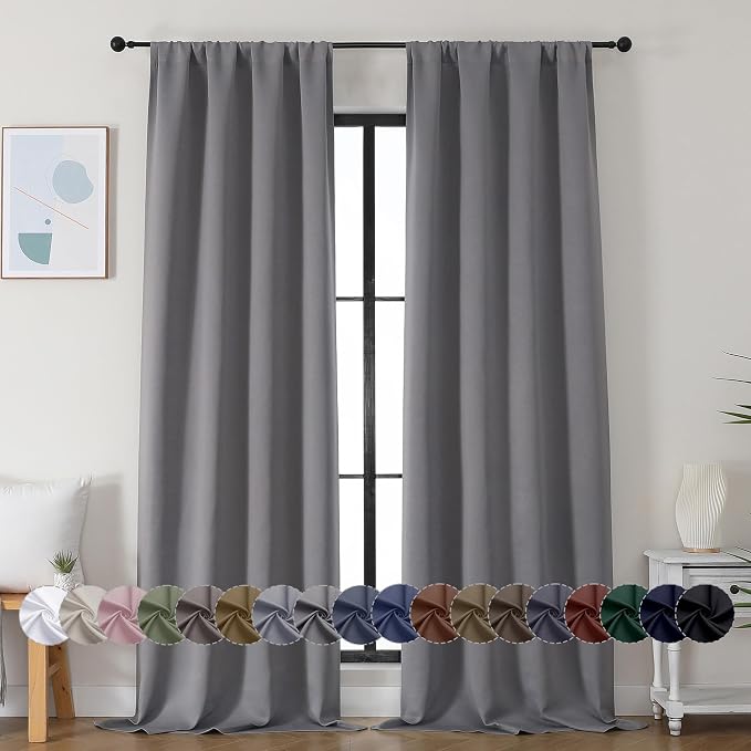 Simplebrand Ava Light Grey Blackout Curtains by Simplebrand