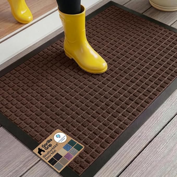 GORILLA GRIP 100% Waterproof All-Season WeatherMAX Doormat 35x23, US Designed by GorillaGrip