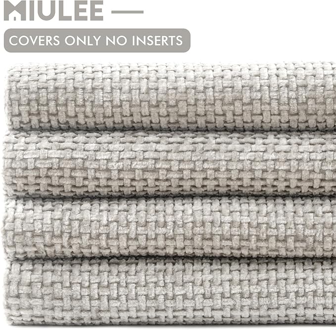 MIULEE Pack of 4 Couch Throw Pillow Covers 18x18 Inch Light Gray Soft - Image 6