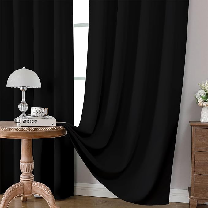 CUCRAF Black Blackout Curtains 84 inch Length 2 Panels Set, Rod Pocket Room - Image 8