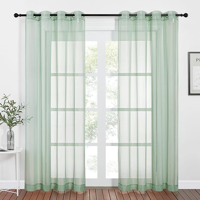 NICETOWN Sheer Window Curtains for Farmhouse, Ring Top Voile Textured Window by NICETOWN