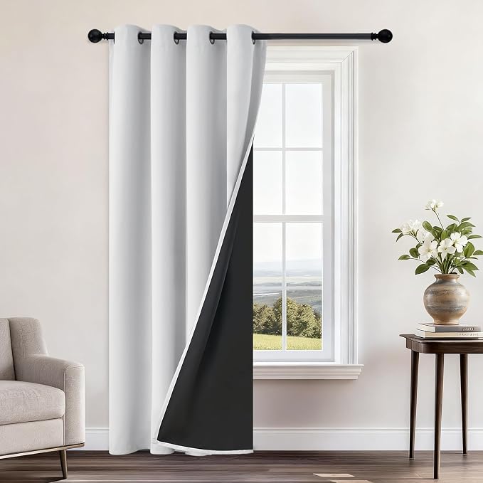 Yakamok 100% Blackout Curtains 96 Inches Long, 2 Thick Layers Heat and Full by Yakamok