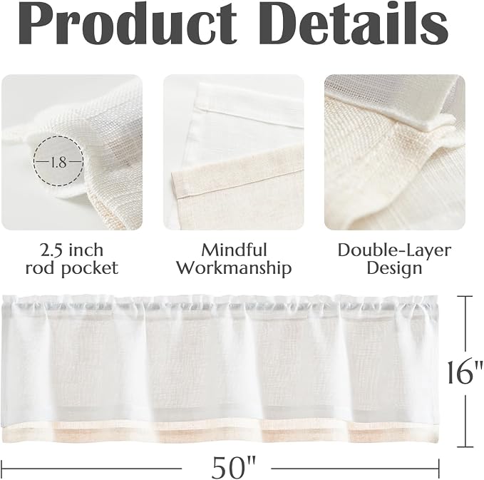 jinchan Linen Farmhouse Valances - Image 6