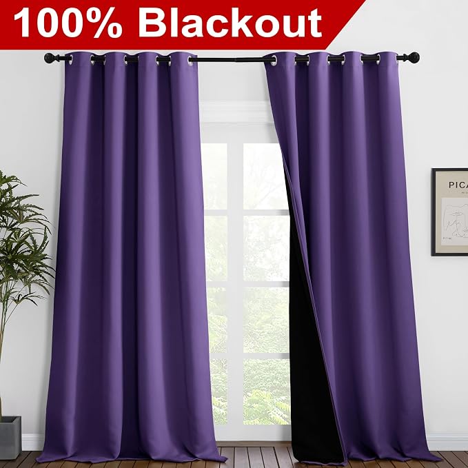 NICETOWN 100% Blackout Blinds, 52 inches x 120 inches, Laundry Room Decor - Image 2