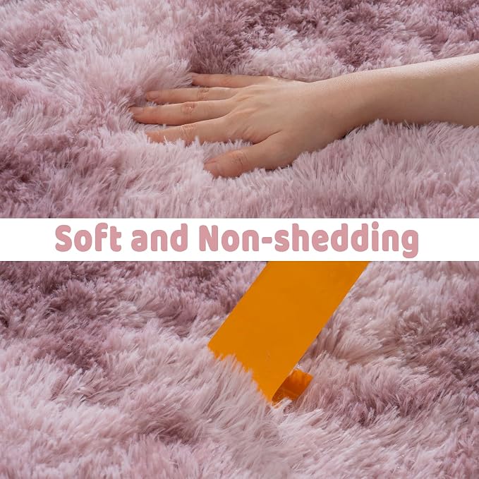 Soft Runner Rugs for Bedroom Hallways, 2x4 Tie-Dyed Grey Purple Fluffy Shag - Image 7