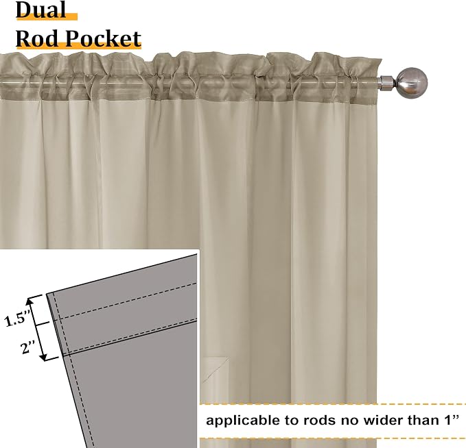 Aiyufeng Taupe Sheer Curtains 96 Inches Long 2 Panels Set, Semi Transparent - Image 4