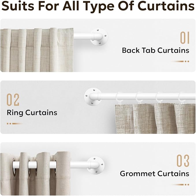 Zeerobee Curtain Rods for Windows 72 to 144, 1 Inch Industrial Wrap Around - Image 8