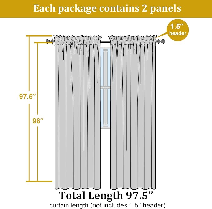 OWENIE Furman Ivory Sheer Curtains 96 inches Long - Image 7