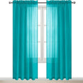 DWCN Turquoise Sheer Curtains Semi Transparent Voile Rod Pocket Curtains by DWCN