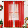 SpaceDresser Basic Rod Pocket Sheer Voile Window Curtain Panels White 1 Pair 2 by SpaceDresser