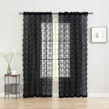 YJ YANJUN Vintage Lace Curtains 108 Inches Long- Victorian Floral Pattern Black by YJYANJUN