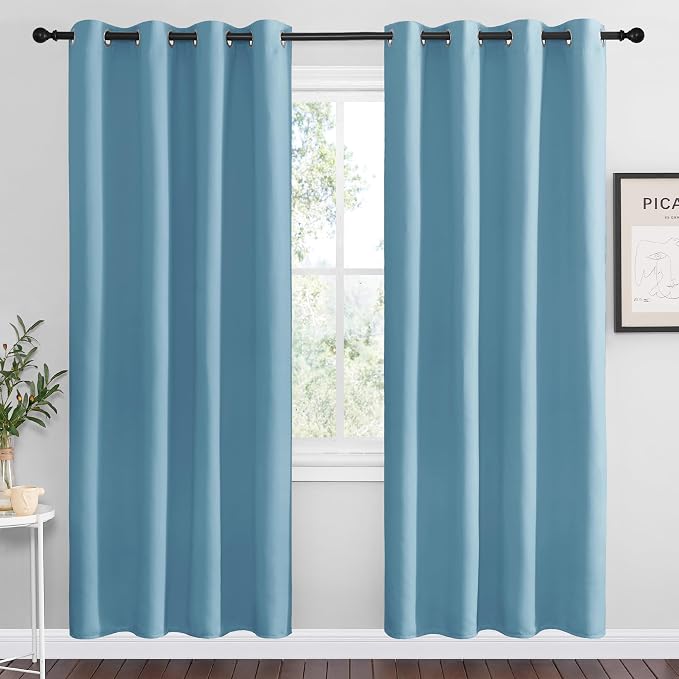 NICETOWN Teal Blue Blackout Curtains 78 inches Length by NICETOWN