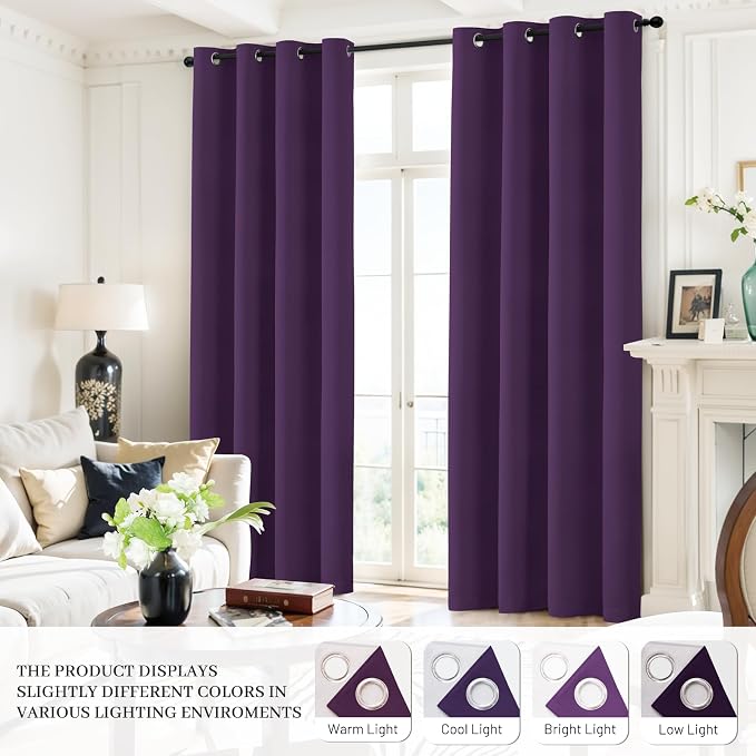 Yakamok Room Darkening 100% Blackout Curtains Grommet Window Treatments - Image 9