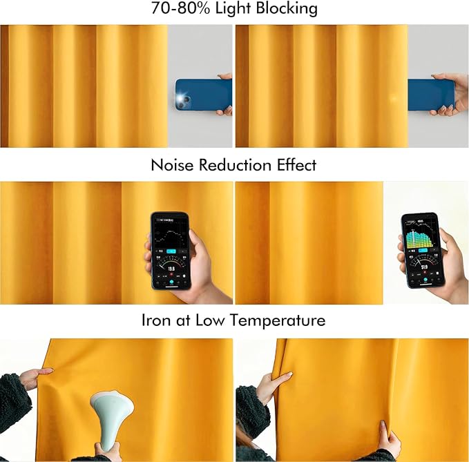 MIULEE Yellow Back Tab Blackout Curtains 72 Inches Long 2 Panels Set - Image 5