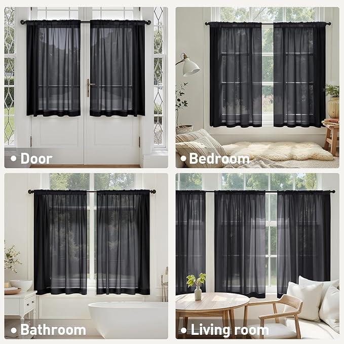 MIULEE Black Curtains 24 Inch Length - Image 5