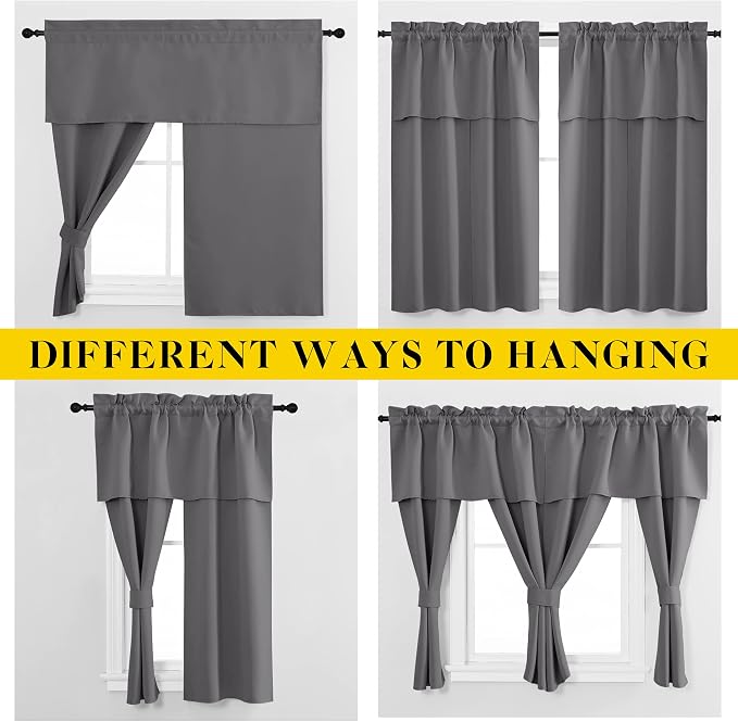 NICETOWN Short Curtains with Attached Valance - Image 2