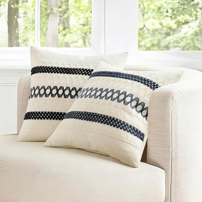 MIULEE Set of 2 Black Boho Decorative Lumbar Pillow Covers 12x20 Inch | - Image 7