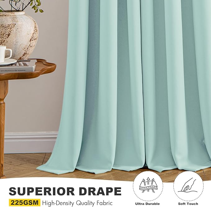MIULEE Aqua Blackout Curtains for Bedroom Living Room 72 Inches Long 2 Panels - Image 5