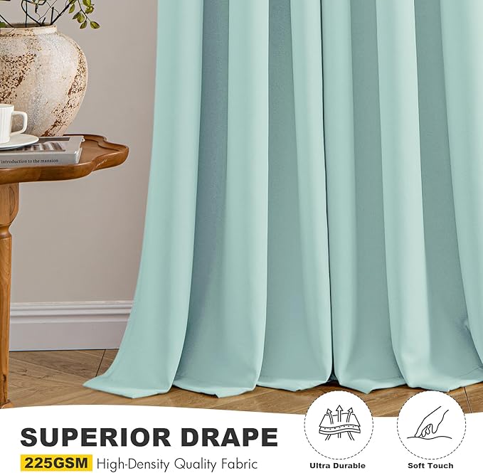 MIULEE Blackout Curtains for Bedroom 2 Panels 40 x 54 Inch Long Aqua | Thermal - Image 5