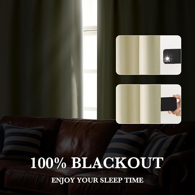 RYB HOME 100% Blackout Bathroom Curtains Over Sink 30 inches Long, Heat & UV - Image 5