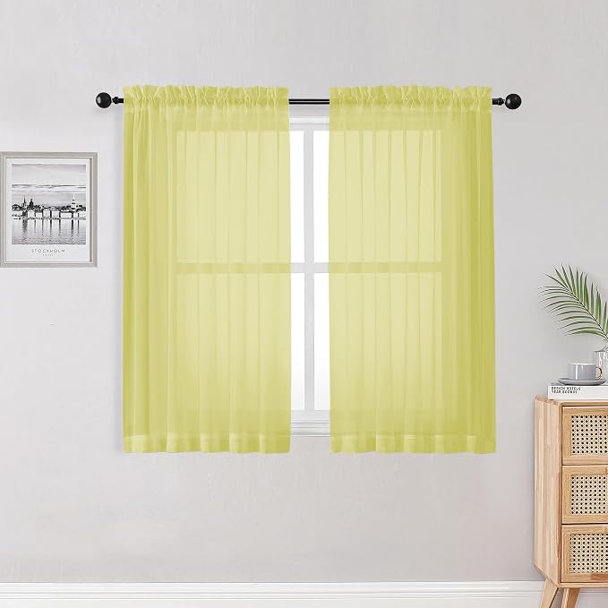 OWENIE Lemon Kitchen Sheer Curtains by OWENIE