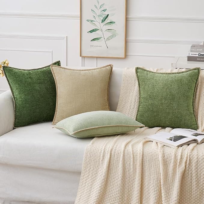 MIULEE Pack of 2 Couch Throw Pillow Covers 26x26 Inch Beige Farmhouse - Image 5