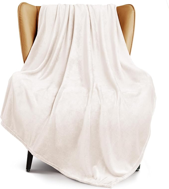 Exclusivo Mezcla Fleece Ivory Throw Blanket by ExclusivoMezcla