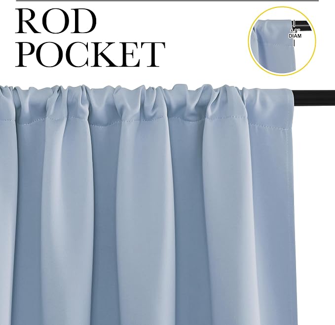 NICETOWN RV Blackout Curtains for Camper Windows, Vintage Blue, Kitchen Curtains - Image 2
