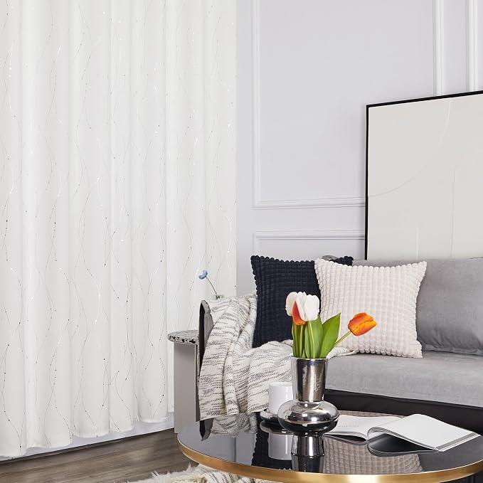 Deconovo White Curtains 84 Inches Long, Room Darkening Curtain, Thermal - Image 5