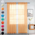 youleyar Solid Sheer Rod Pocket Curtain Voile Draperies 2 Panels White Beige by Youleyar