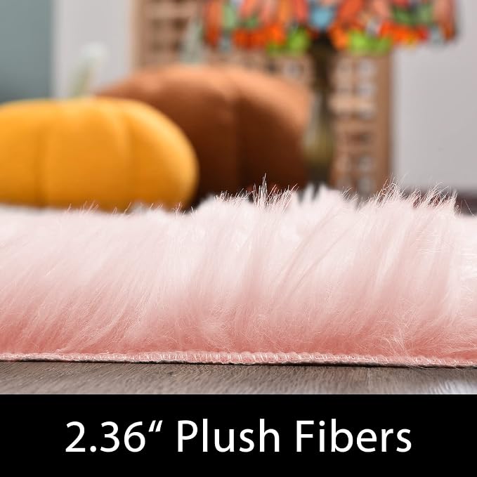 Latepis Fluffy Pink Round Rugs 6ft Circle Rug - Image 2