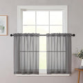 Grey Kitchen Curtains 30 Inch Length Tier 2 PCS, Solid Soft Half Curtains by WelvetBLK