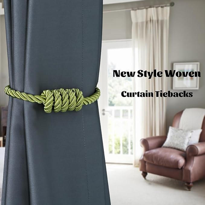 BEL AVENIR Magnetic Curtain Tiebacks, Decorative Drapery Holdbacks Modern Woven - Image 6