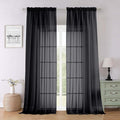 Lecloud Black Sheer Curtains 96 Inches Long 2 Panels, Solid Airy Voile Dual Rod by Lecloud