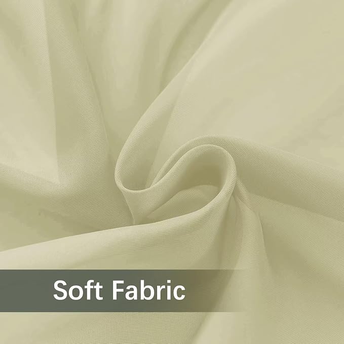 youleyar Solid Sheer Rod Pocket Curtain Voile Draperies 2 Panels White Beige - Image 7