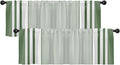 Emvency 2 Pack Valances Window Treatments, Striped Modern Green Farmhouse by Emvency