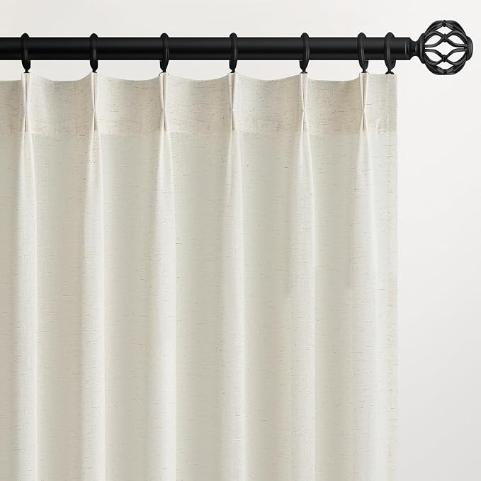 Topfinel 63 Inch Length Pinch Pleat Linen Curtains Drapes 2 Panels Set by Topfinel