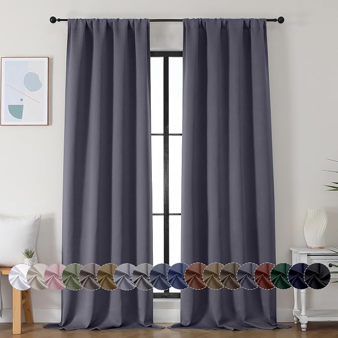 Simplebrand Ava Grey Blackout Curtains by Simplebrand