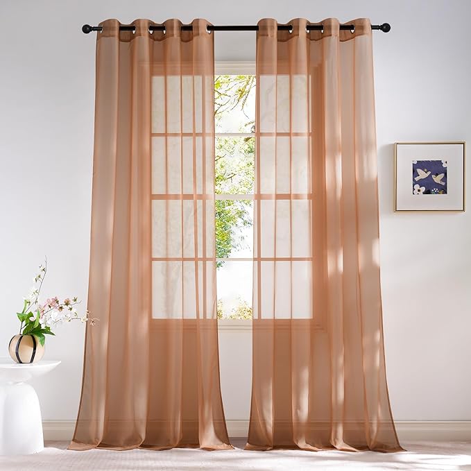 NICETOWN Voile Sheer Terracotta Curtains 96 inches Long 2 Panels Set, Grommet by NICETOWN