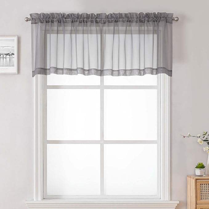 Lecloud Charcoal Grey Sheer Valances by Lecloud