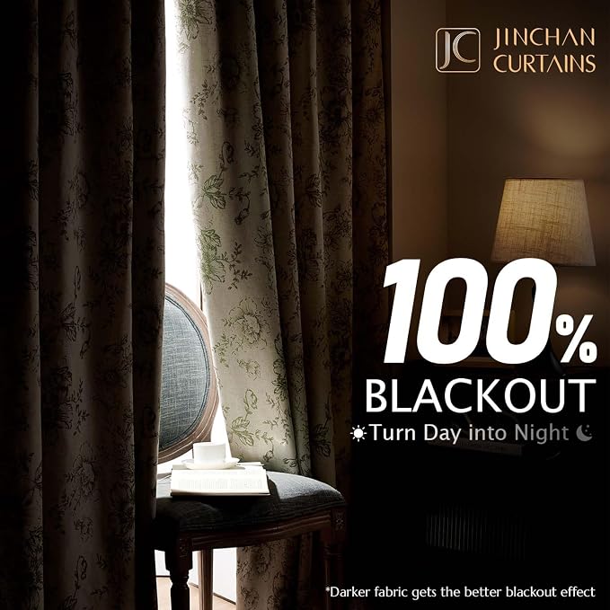 jinchan Blackout Floral Curtains - Image 2