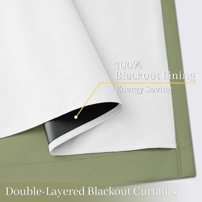 Yakamok 100% Blackout Curtain Panels 96 inches Cold and Light Blocking Drapes - Image 4