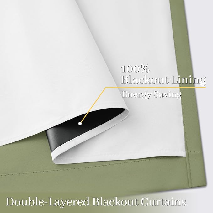 Yakamok 100% Blackout Curtain Panels 63 inches Cold and Light Blocking Drapes - Image 4