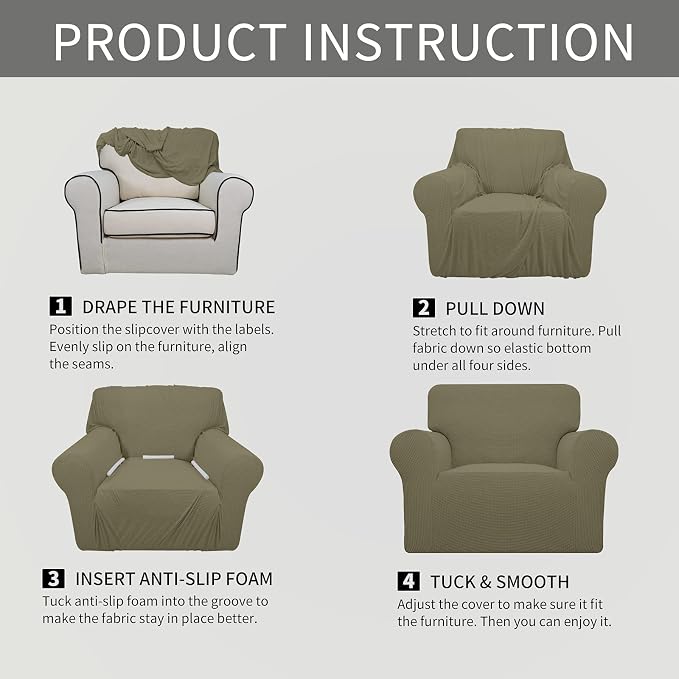 Easy-Going Stretch Oversized Chair Sofa Slipcover 1-Piece Couch Sofa Cover - Image 6